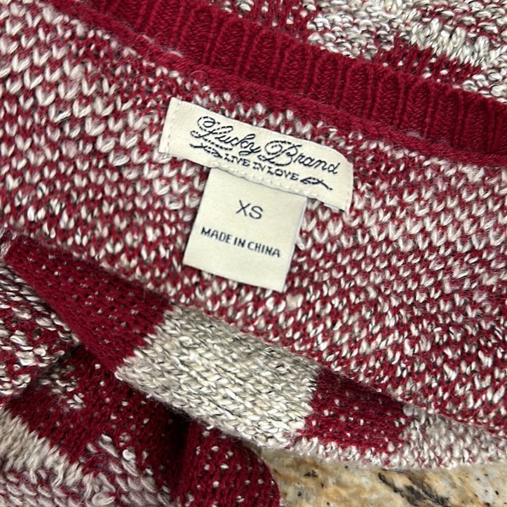 ❤️Last Chance Lucky Brand Cotton Blend Aztec Print Open Front Cardigan Size XS - Picture 6 of 11